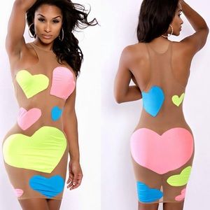 Nude dress heart print patches